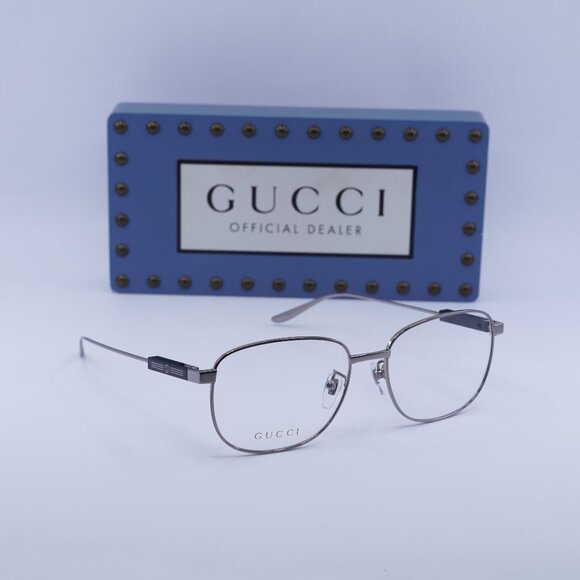 🕶️ New Gucci GG1312O 001 Eyeglasses - Ruthenium Frame 57mm - Picture 1 of 12